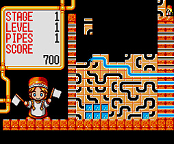 画像ギャラリー No.002のサムネイル画像 / 「ゴルビーのパイプライン大作戦（MSX2版）」，プロジェクトEGGで配信開始。パイプブロックを組み合わせてラインを作る落ちものパズル