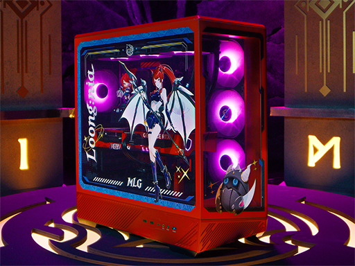 画像ギャラリー No.001のサムネイル画像 / 深紅のPCケースがまぶしい。MSIオリジナルキャラ「Loong：NIA」仕様のデスクトップPCが発売に