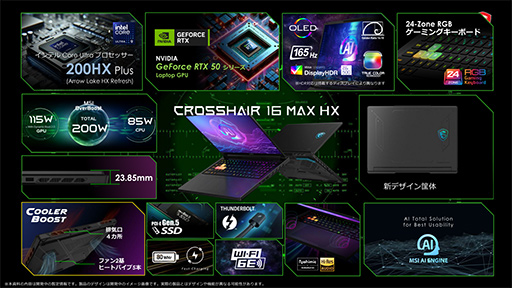 画像ギャラリー No.018のサムネイル画像 / 最新CPU「Core Ultra 200HX Plus」搭載モデルなど,MSIが2026年の最新ノートPCを発表