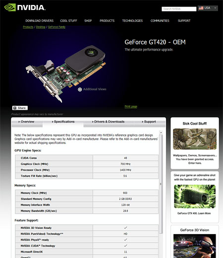 #004Υͥ/NVIDIA48SPDX11GPUGeForce GT 420פʥꥹȤɲáOEM