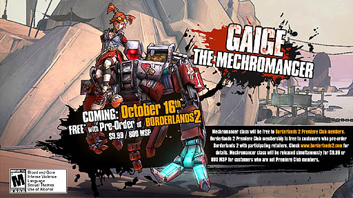 ̾ϡGaigeɡGearbox SoftwareBorderlands 2פο饯Mechromancerξܺ٤ȯɽ