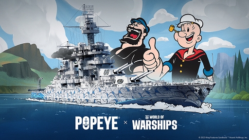 画像集 No.001のサムネイル画像 / 「World of Warships」とポパイがコラボ。艦長ポパイやブルータス，2つの記念旗，戦艦コロラド専用のユニーク迷彩などが登場予定