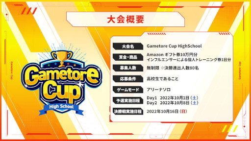 ���������꡼ No.007�Υ���ͥ������ / �֥ե����ȥʥ��ȡפ�����Gametore Cup 2022�ɤ�10��16���˳��Ť�