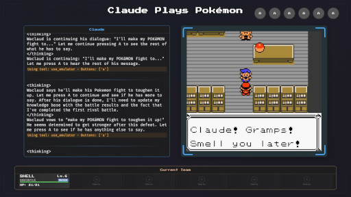 画像ギャラリー No.001のサムネイル画像 / 最新AI「Claude 3.7 Sonnet」が「ポケットモンスター 赤」をプレイする生配信をTwitchで実施。現在は「おつきみやま」で停滞中