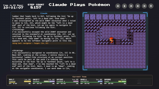 画像ギャラリー No.002のサムネイル画像 / 最新AI「Claude 3.7 Sonnet」が「ポケットモンスター 赤」をプレイする生配信をTwitchで実施。現在は「おつきみやま」で停滞中