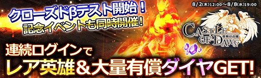 ���������꡼ No.002�Υ���ͥ������ / ��CASTLE OF DAWN �������ξ�ס�CBT�»ܤ�ǰ����WebMoney��������Ȱո��罸���٥�ȡɤ򳫺�