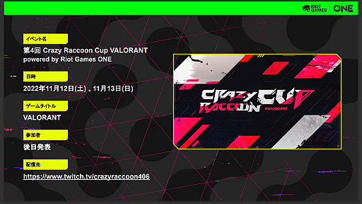 ���������꡼ No.009�Υ���ͥ������ / ��VALORANT�פȡ�LoL�פ�ե������㡼�����ϥ��֥�åɥ��٥�ȡ�Riot Games ONE�פ�11��˥������ȡ�12��ˤϲ��ͥ��꡼�ʳ��Ť�