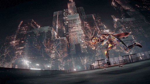 画像ギャラリー No.011のサムネイル画像 / ガラスの肉体を光らせ,悪魔はスケボーで月を目指す。サイケデリックな世界を疾走するスケボーアクション「Skate Story」,本日発売