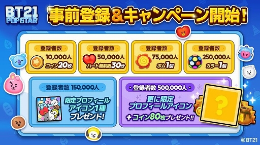 画像ギャラリー No.002のサムネイル画像 / 「BT21 POP STAR」,国内向けの事前登録が各アプリストアなどで開始