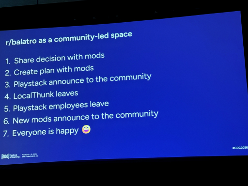 画像ギャラリー No.015のサムネイル画像 / 小さなスタジオの大ヒットインディーゲーム「Balatro」は，どうやって自立的なコミュニティを育てたのか。DiscordとReddit運営の実践［GDC 2026］