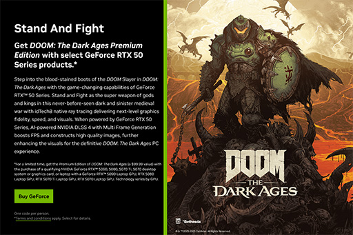 ���������꡼ No.002�Υ���ͥ������ / GeForce RTX 50��ܥ����ɤ����PC�����ǡ�DOOM: The Dark Ages�פ���館�륭���ڡ��󳫻ϡ�5��21���ޤ�