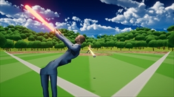 腕を振る、球を打つ