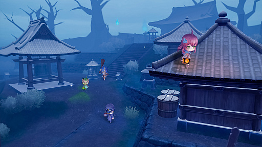 画像ギャラリー No.004のサムネイル画像 / 「オバケイドロ２」，期間限定「冬模様マップ」第1弾を本日配信開始。雪が薄く積もったウラメシ寺を舞台に，ツルツル滑る氷上で戦おう