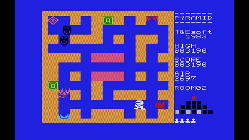 画像ギャラリー No.002のサムネイル画像 / 「EGGコンソール ピラミッド・ワープ MSX」,サソリやコウモリ,ミイラ男と戦いながら,3つの宝箱の中からダイヤを見つけ出せ