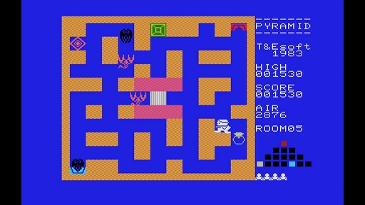 画像ギャラリー No.004のサムネイル画像 / 「EGGコンソール ピラミッド・ワープ MSX」,サソリやコウモリ,ミイラ男と戦いながら,3つの宝箱の中からダイヤを見つけ出せ