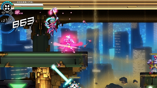 画像ギャラリー No.014のサムネイル画像 / 「蒼き雷霆 ガンヴォルト トライアングル エディション」，大型無償アップデートVer.1.3.0を実施。スピードランモード「CONNECT X」を実装