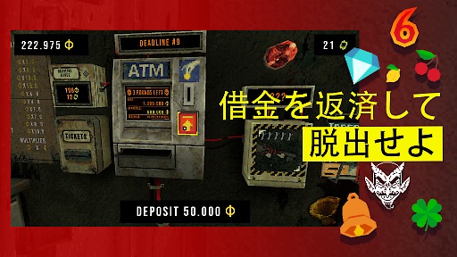 画像ギャラリー No.004のサムネイル画像 / 借金返済スロットホラー「CloverPit」,スマホ版を12月17日にリリース。ゲーム内課金なしの買い切り型