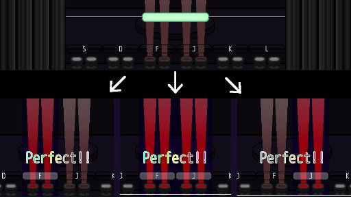 画像ギャラリー No.002のサムネイル画像 / 音楽ゲーム「CoLane」，PC向けテスト版を無料公開。1つのノーツを複数のキーで取れるので，最適な運指を考えよう