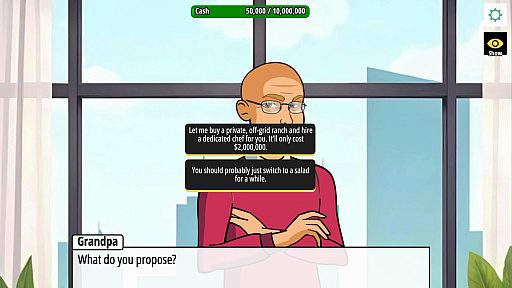 画像ギャラリー No.005のサムネイル画像 / なんとしてもおじいちゃんを説得して1000万ドルを引き出そう。新作ビジュアルノベル「Scam Grandpa」，体験版を配信