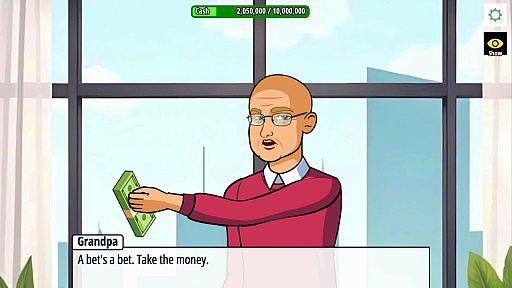 画像ギャラリー No.007のサムネイル画像 / なんとしてもおじいちゃんを説得して1000万ドルを引き出そう。新作ビジュアルノベル「Scam Grandpa」，体験版を配信