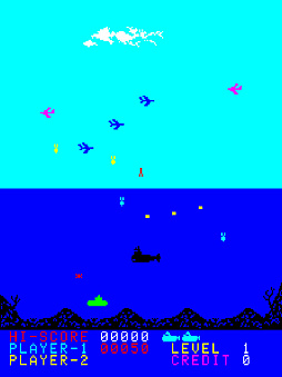 画像ギャラリー No.002のサムネイル画像 / アケアカ版「ポラリス」，4月9日配信。潜水艦を操作し，戦闘機や艦船，潜水艦など，全方位からの攻撃に立ち向かうシューティングゲーム