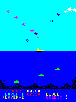 画像ギャラリー No.006のサムネイル画像 / アケアカ版「ポラリス」，4月9日配信。潜水艦を操作し，戦闘機や艦船，潜水艦など，全方位からの攻撃に立ち向かうシューティングゲーム