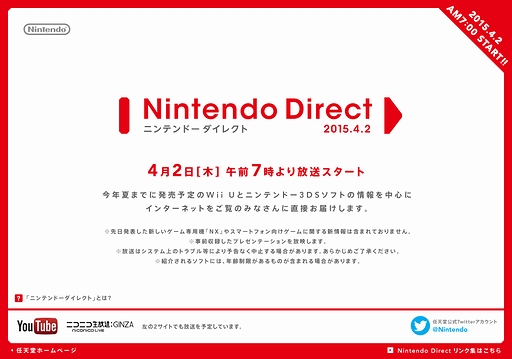  No.002Υͥ / Nintendo Direct 2015.4.2פī700ۿƤޤǤȯ䤵Wii U/3DSѥեȤξ濴
