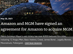 Amazon.comが米メディア産業大手のMGMを買収。買収金額は約9200億円