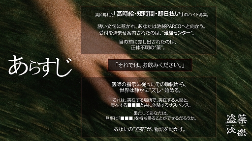 画像ギャラリー No.002のサムネイル画像 / 池袋PARCOを舞台に現実と虚構の境界を楽しむ。体験型イベント「盗薬次楽(とうやくじらく)」,4月26日から開催