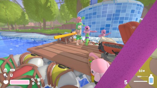 画像ギャラリー No.006のサムネイル画像 / 宇宙ウォーターパークをイカダで下る協力FPS「Lazy River」試遊レポート。水鉄砲や浮棒でゾンビを倒し，“流れる拠点”を守りながらプールからの脱出を目指せ