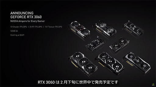 #002Υͥ/NVIDIAAmpereΥߥɥ륯饹GPUGeForce RTX 3060פ䡤ΡPCGeForce RTX 30ץ꡼ȯɽ