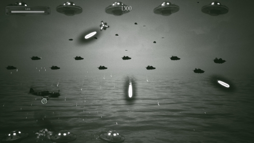 画像集#011のサムネイル/［TGS 2021］1950年代のSF映画のようなモノクロの世界観が特徴。宇宙人との戦いがテーマの横スクロールシューティング「Squadron 51」