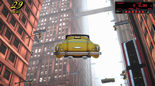 画像集 No.004のサムネイル画像 / 未来都市のビル群の中を縦横無尽にホバータクシーを走らせ，乗客を目的地に送り届ける。「MiLE HiGH TAXi」，Steamで3月14日に配信