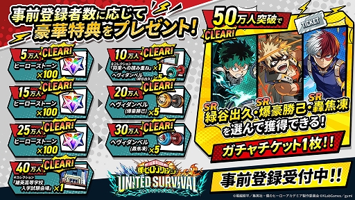 画像ギャラリー No.003のサムネイル画像 / 「僕のヒーローアカデミア UNITED SURVIVAL」，8月6日にサービス開始。アニメ「ヒロアカ」題材のローグライト・ヒーローアクション