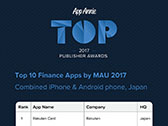  No.014Υͥ / App AnnieŤΡTop Publisher Awards 2017פݡȡ52ҤΤܴȤ15ҡǤŷƲΥ󥯥̤